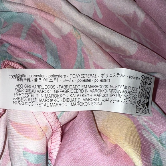 Zara Vibrant Satin Floral Women's collared button down shirt dress Large - Picture 10 of 15